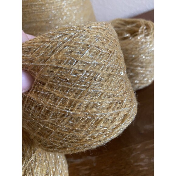 Fancy Soft 4 Skeins Yellow Gold Sequins Silver Glitter 200g Total #451 - Picture 4 of 4